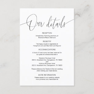 Modern Calligraphy, Wedding Details information E Enclosure Card