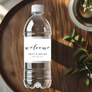 Modern Calligraphy Wedding Favour Welcome Water Bottle Label