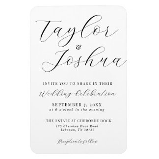 Modern Calligraphy Wedding Invitation Magnet