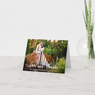 Modern Calligraphy Wedding Love and Thanks Note Thank You Card