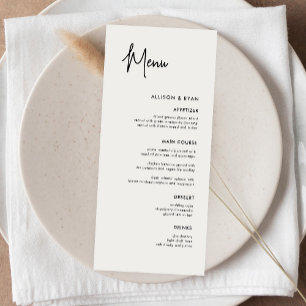 Modern Calligraphy Wedding Menu Cards