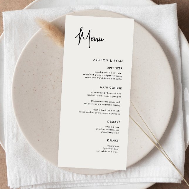 Modern Calligraphy Wedding Menu Cards (Creator Uploaded)