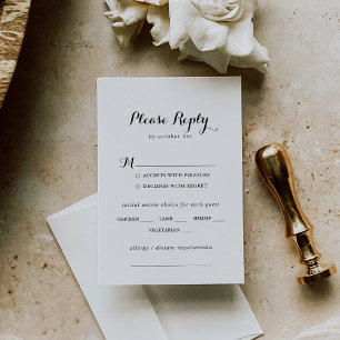 Modern Calligraphy Wedding Menu Choice RSVP