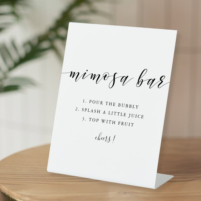 Modern Calligraphy Wedding Mimosa Bar Pedestal Sign (Creator Uploaded)