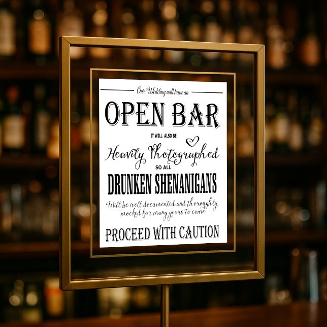 Modern Calligraphy wedding Open Bar sign (Creator Uploaded)