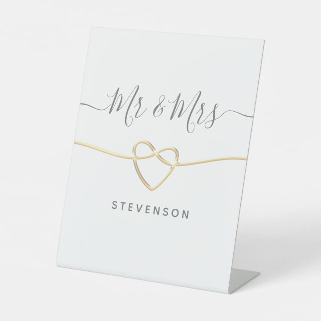 Modern Calligraphy Wedding Pedestal Sign (Front)
