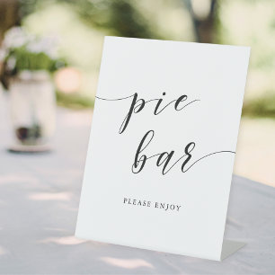 Modern Calligraphy Wedding Pie Bar Pedestal Sign
