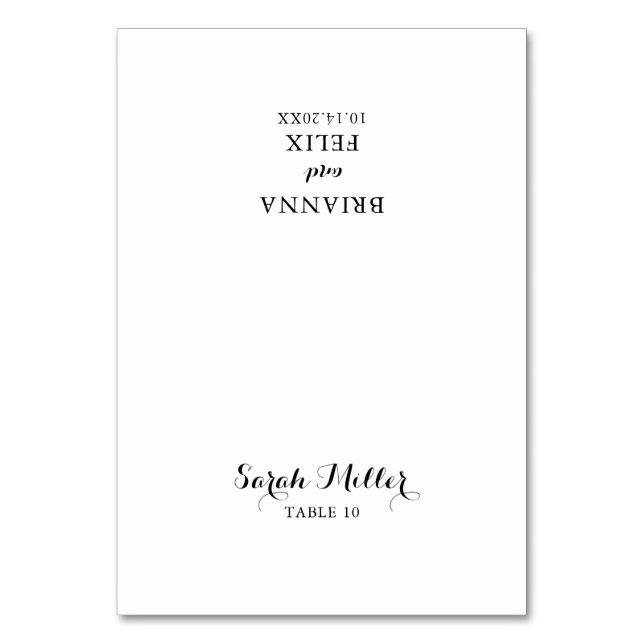 Modern Calligraphy Wedding Place Card (Front)