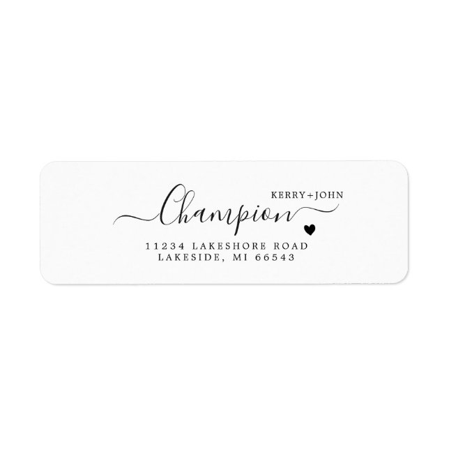 Modern Calligraphy Wedding Return Address Label (Front)
