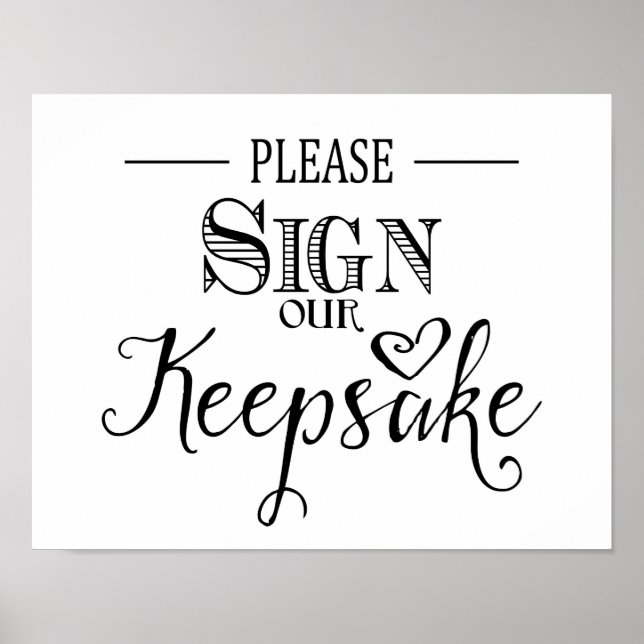 Modern Calligraphy Wedding sign keepsake print (Front)