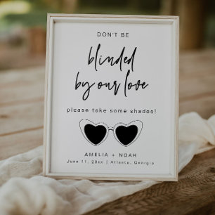 Modern Calligraphy Wedding Sunglasses Favour Sign