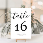 Modern calligraphy wedding table number<br><div class="desc">simple modern elegant calligraphy design in black and white</div>