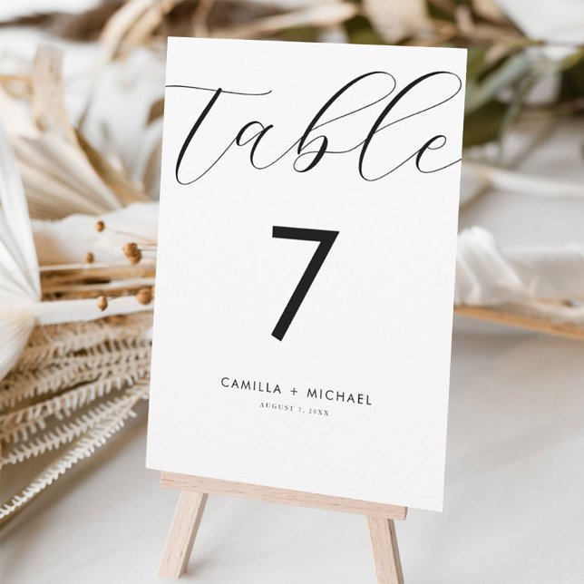 Modern Calligraphy Wedding Table Number Card  (Creator Uploaded)