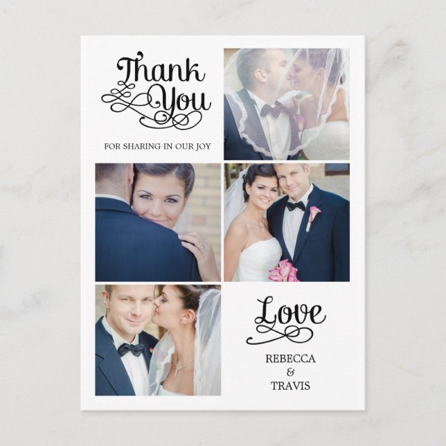 Modern Calligraphy Wedding Thank You Card (Front)