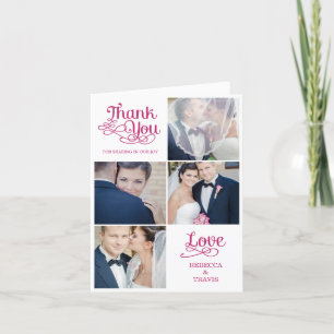 Modern Calligraphy Wedding Thank You Card Fuchsia