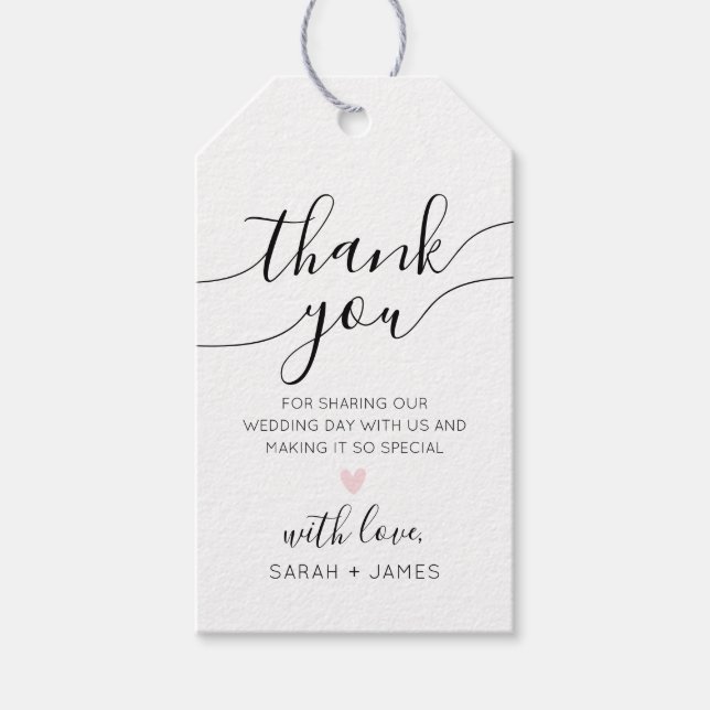 Modern Calligraphy Wedding Thank You Gift Tag (Front)