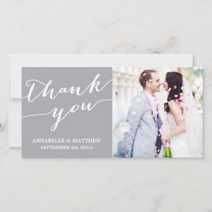 MODERN CALLIGRAPHY WEDDING THANK YOU PHOTO CARD