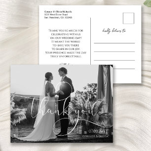 Modern Calligraphy Wedding Thank You Photo Postcard