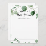 Modern Calligraphy Wedding Well Wishes Eucalyptus Advice Card<br><div class="desc">This modern calligraphy wedding well wishes eucalyptus advice card is perfect for a simple wedding. The design features watercolor hand-drawn elegant botanical eucalyptus branches and leaves. These cards are perfect for a wedding, bridal shower, baby shower, graduation party & more. Personalise the cards with the names of the bride and...</div>