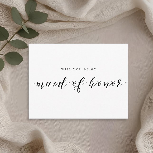 Modern Calligraphy Will You Be My Maid of Honour Invitation Postcard (Creator Uploaded)