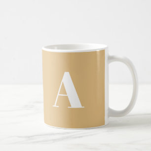 Modern camel beige custom monogram initial letter coffee mug