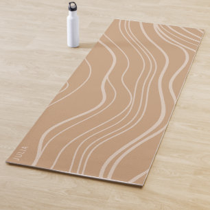 Modern Camel Brown Wave Personalised Yoga Mat