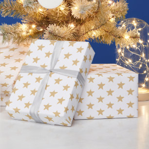 Modern camel khaki white stars pattern chic gift wrapping paper