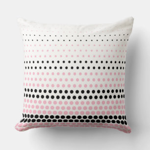 Modern Cameo Pink and Black Polka Dot Cushion