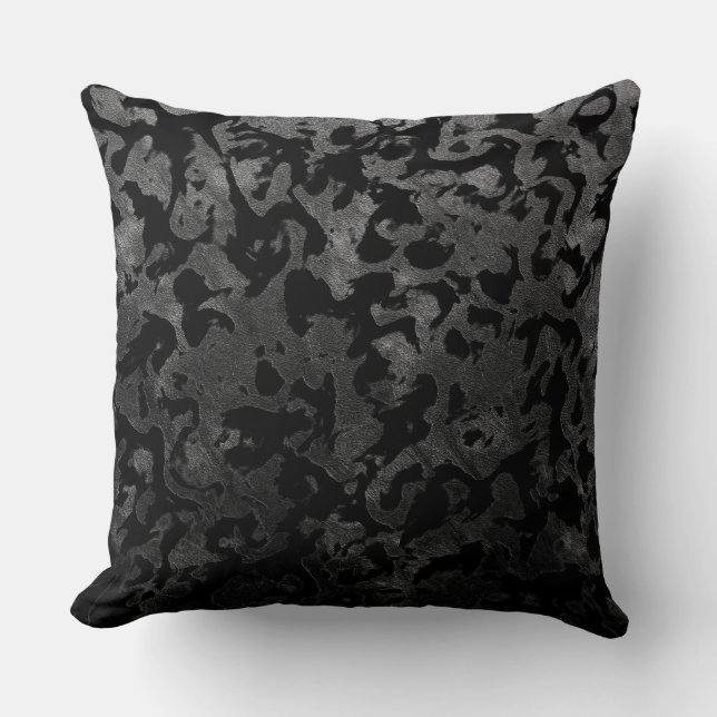 Modern Camo -Black and Dark Grey- camouflage Cushion (Front)