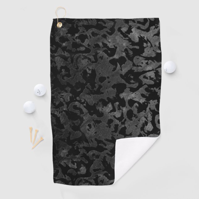 Modern Camo -Black and Dark Grey- camouflage Golf Towel (InSitu)