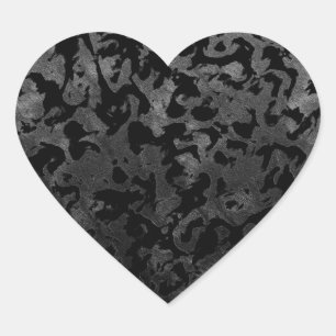 Modern Camo -Black and Dark Grey- camouflage Heart Sticker