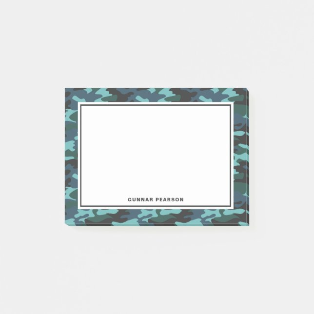 Modern Camouflage Pattern Name Black Post-it Notes (Front)