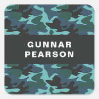 Modern Camouflage Pattern Name Black Square Sticke