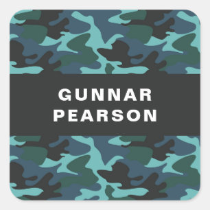 Modern Camouflage Pattern Name Black Square Sticke Sticker