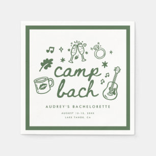 Modern Camp Bachelorette Party Green Script Custom Napkin