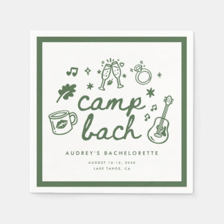 Modern Camp Bachelorette Party Green Script Custom Napkin