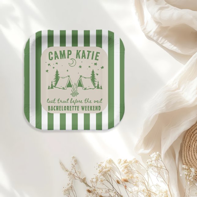 Modern Camp Bachelorette Party Paper Plate (Creator Uploaded)