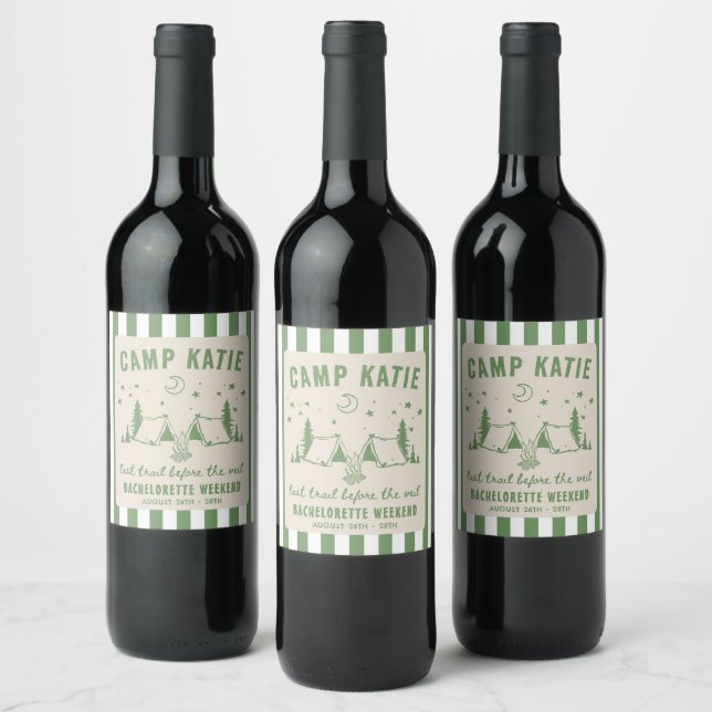 Modern Camp Bachelorette Party Wine Label (Bottles)
