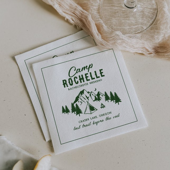 Modern Camping Bachelorette Party Napkin (Creator Uploaded)