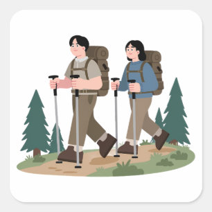 Modern Camping Outdoors   mountain vibes   hiking Square Sticker