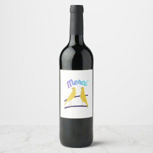 Modern Canary & "Merci" - Japandi Style Art Wine Label