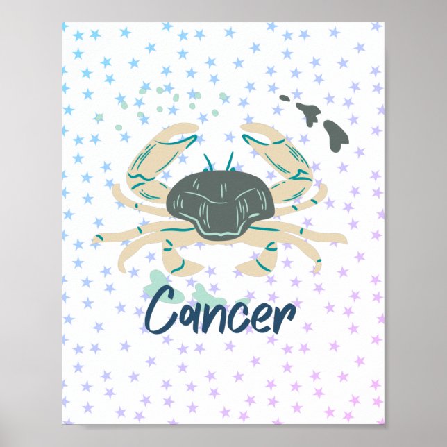 Modern Cancer Crab Zodiac  Poster (Front)