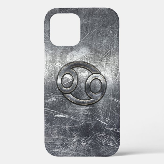 Modern Cancer Sign in Silver Metal Style Case-Mate iPhone Case (Back)