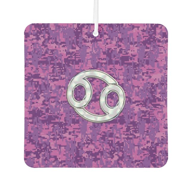 Modern Cancer Zodiac Sign Pink Digital Camouflage Car Air Freshener (Front)