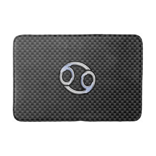 Modern Cancer Zodiac Symbol Carbon Fibre Print Bath Mat
