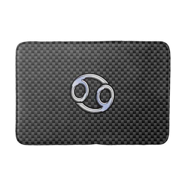 Modern Cancer Zodiac Symbol Carbon Fibre Print Bath Mat (Front)