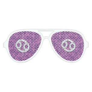 Modern Cancer Zodiac Symbol on Pink Digital Camo Aviator Sunglasses