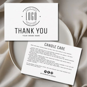 Modern candle care business logo thank you card