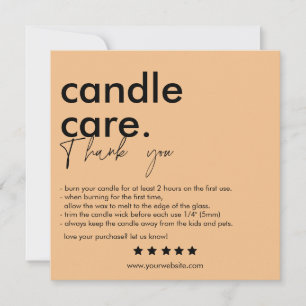 Modern Candle Care & Thank You Business Card