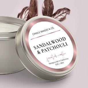Modern Candle Jar Label Bronze Rose Gold Packaging